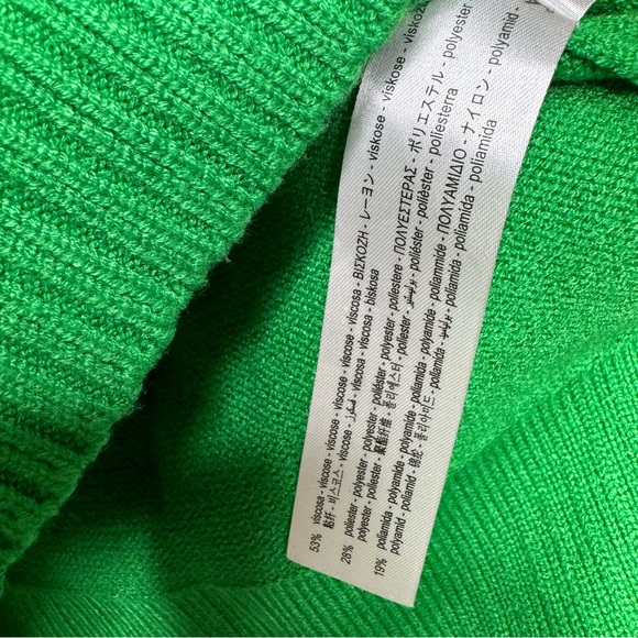 Zara Quarter Zip Funnel-Neck Knit Sweater Green Small - Picture 7 of 7